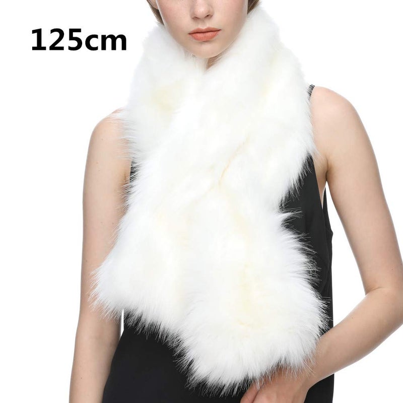 Dikoaina Women's Winter Fake Faux Fur Scarf Wrap Collar Shawl Shrug - Image 2